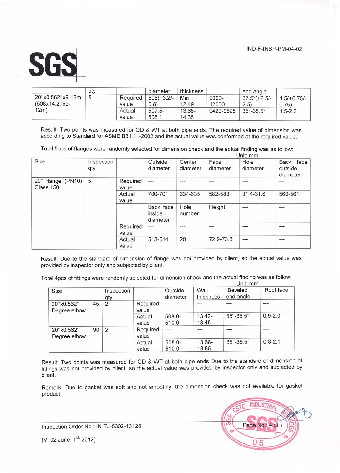 SGS inspection report - page 4